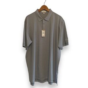 Peter Millar Summer Comfort Striped Polo Shirt Men's XXL Navy White NWT